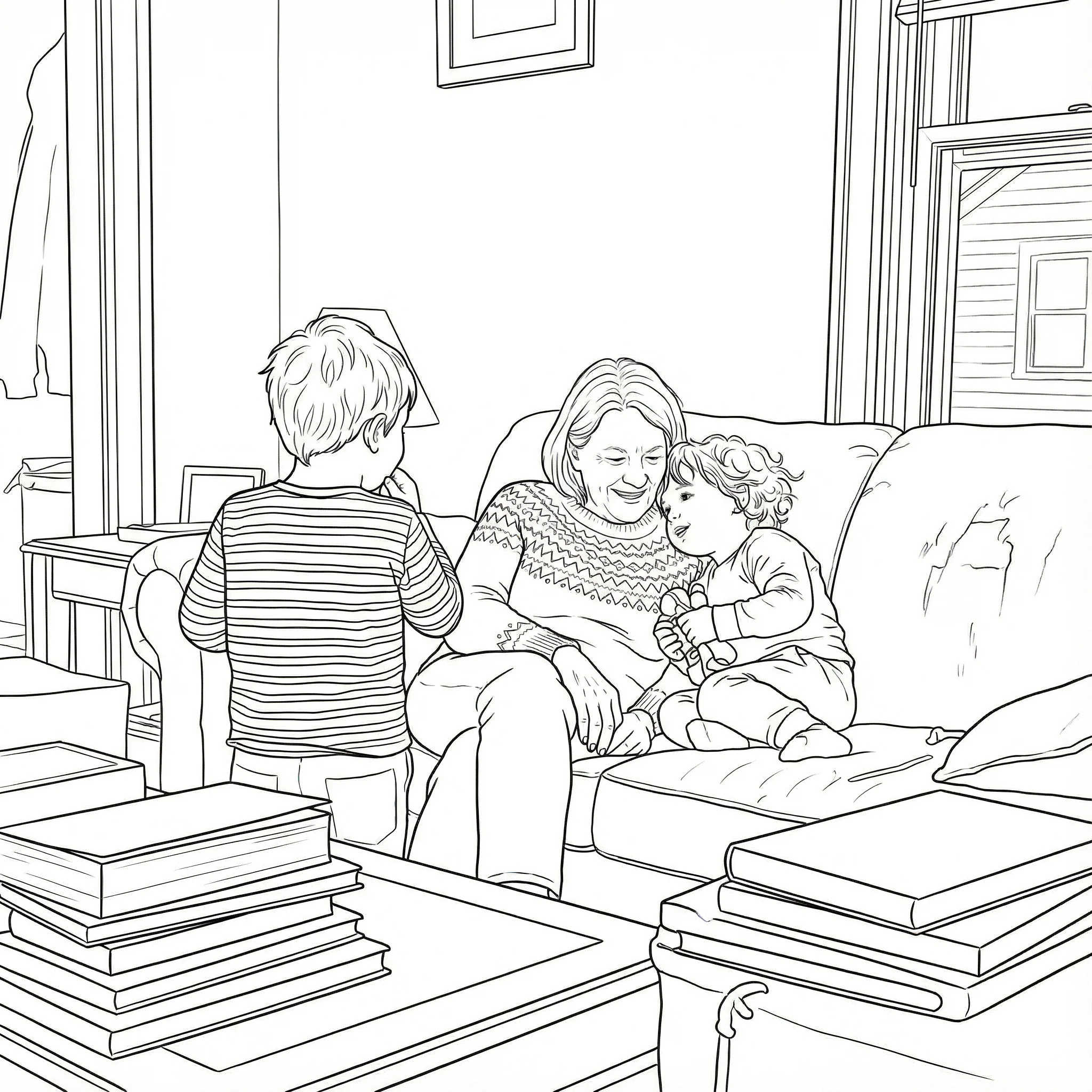 Photo converted into a clean coloring page